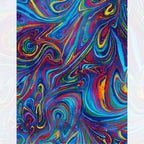 Rainbow marbled swirl blender blue turquoise purple pink red orange yellow lime green digital print fabric for feature quilts bags and bold patchwork sewing projects