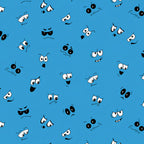 Novelty cartoon faces emotions expressions blue fabric for I Spy quilts kids classroom school quilts and children's patchwork projects