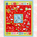 Novelty I Spy panel red animals vehicles sweets fish kids fabric for I Spy quilts classroom school projects and children's patchwork