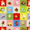 Novelty I Spy motif squares ladybird fish cupcake car flower multi colourful fabric for fussy cutting kids I Spy quilts and classroom projects