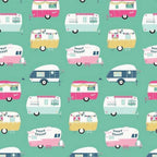 I'd Rather Be Glamping Campers Mint - Riley Blake - Three Wishes Patchwork Fabric