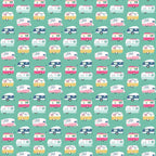 Retro glamping caravans pink aqua navy yellow on rich teal novelty quilting fabric for children's quilts bags cushions and caravan curtains