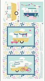 I'd Rather Be Glamping Panel Blue - Riley Blake - Three Wishes Patchwork Fabric