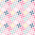 Geometric pinwheel patchwork print pink mint navy mustard yellow white quilting fabric for quilts bags cushions and nursery décor