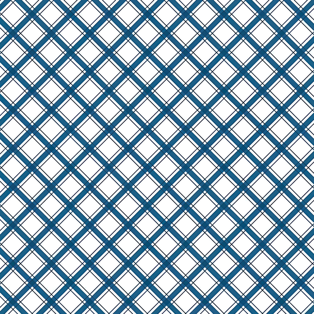 Diagonal plaid lattice navy blue white geometric quilting fabric for sashing binding cushions and bag linings