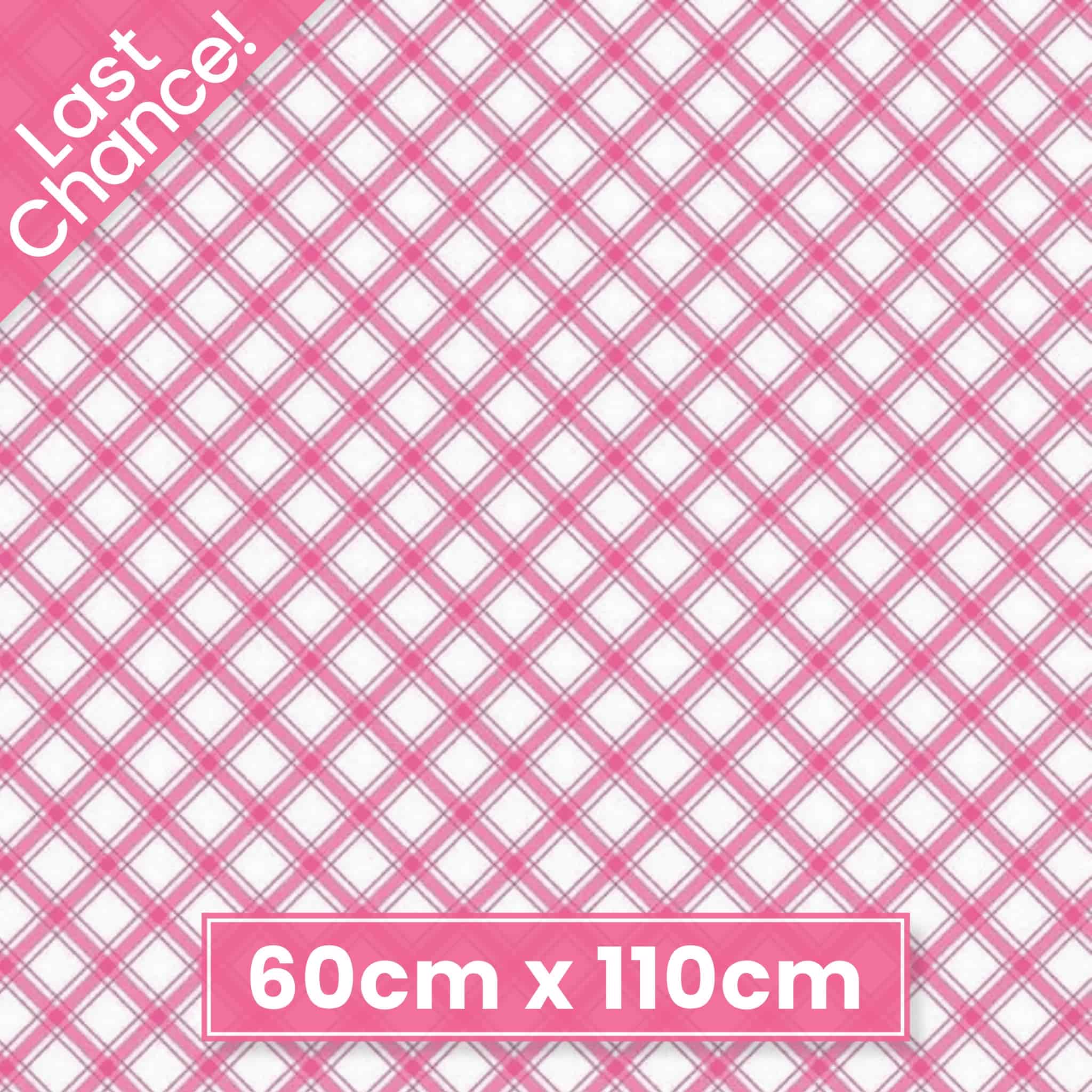 Hot pink and white diagonal plaid quilting cotton fabric. Ideal for blender and binding