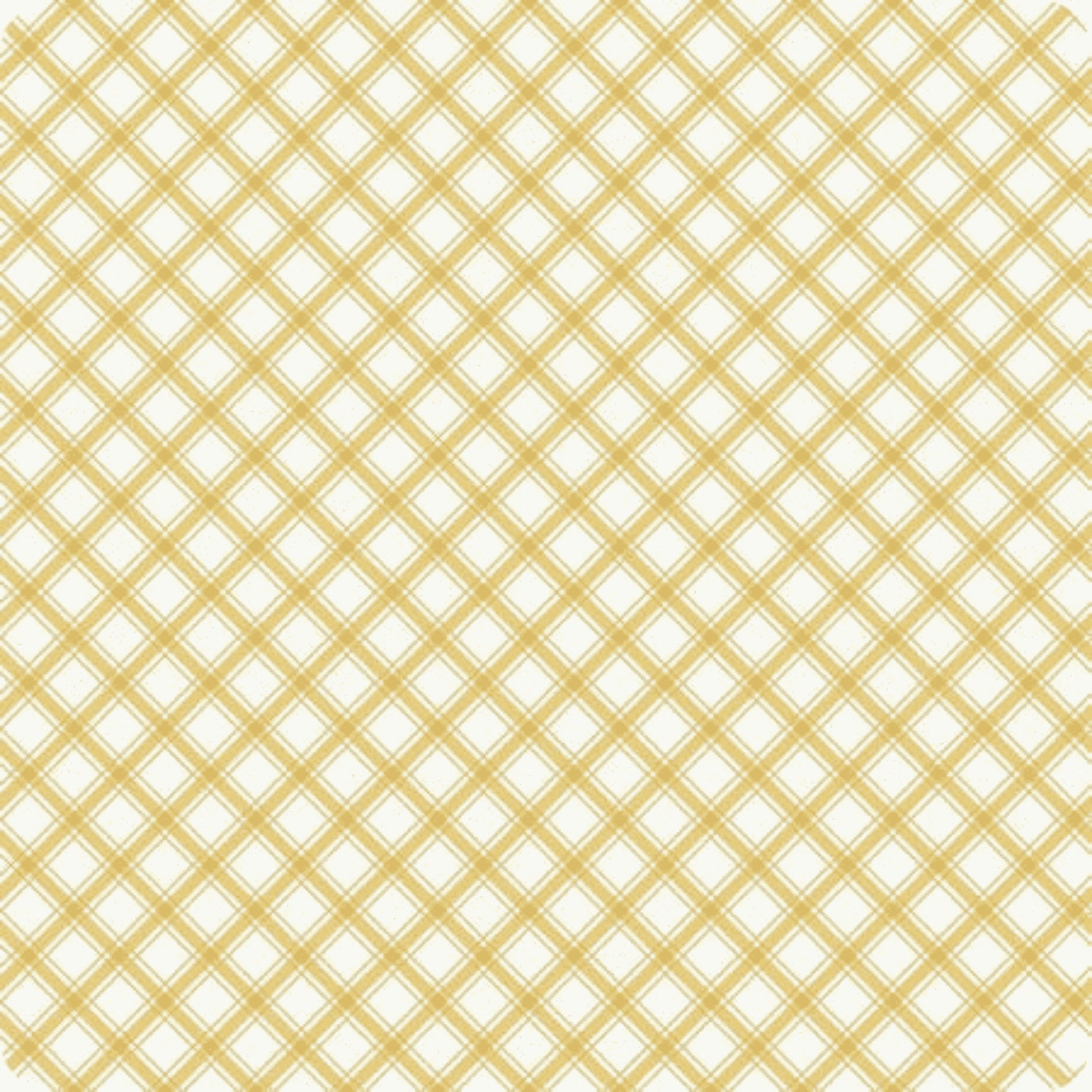 Mustard yellow and white diagonal plaid quilting cotton fabric. Ideal for blender and binding