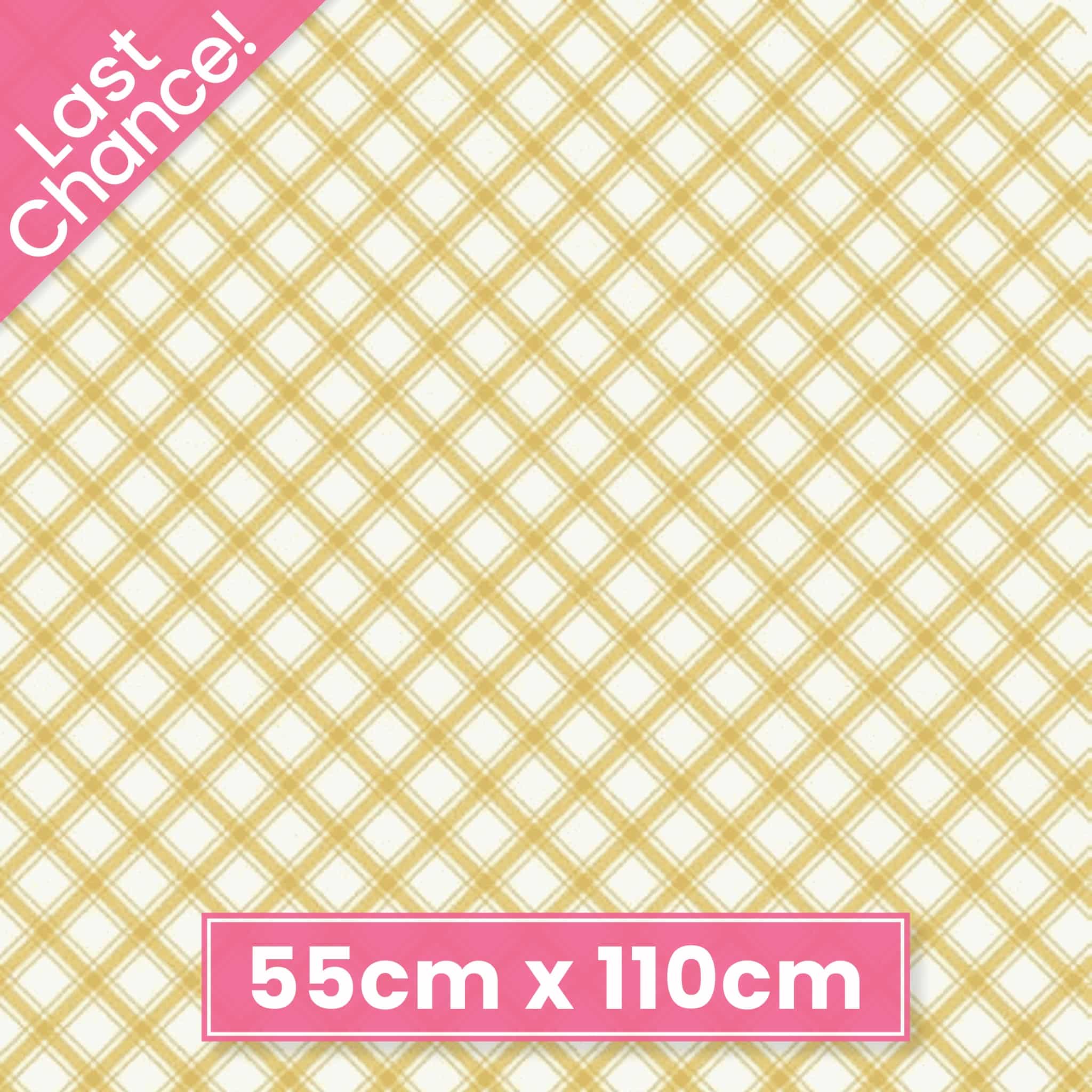 Mustard yellow and white diagonal plaid quilting cotton fabric. Ideal for blender and binding