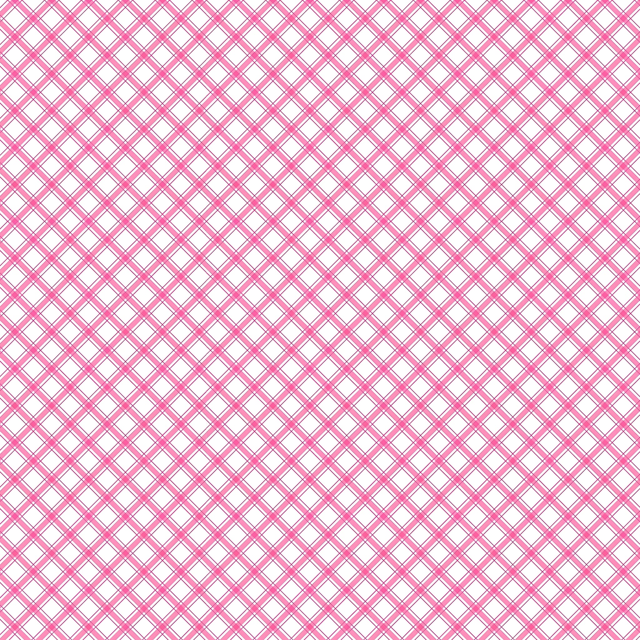 Diagonal plaid lattice hot pink white geometric quilting fabric for sashing binding cushions and bag linings