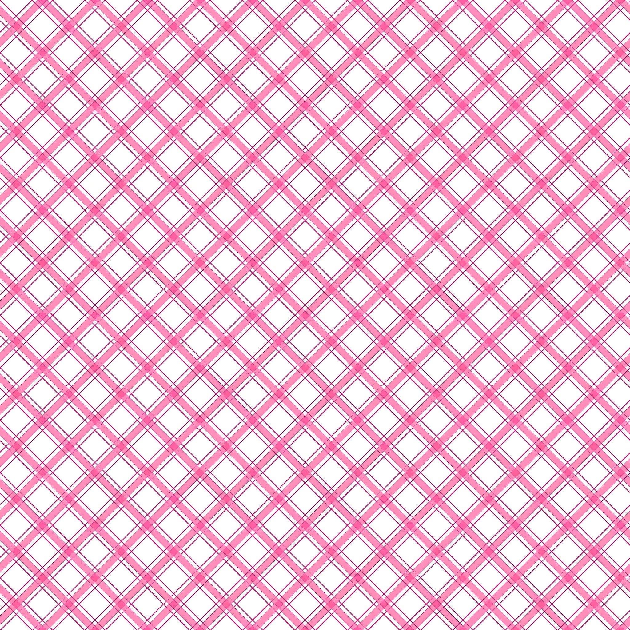 Diagonal plaid lattice hot pink white geometric quilting fabric for sashing binding cushions and bag linings