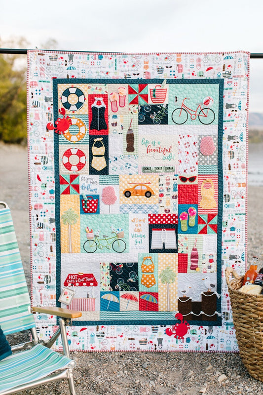 Vintage Boardwalk Quilt KIT - FABRIC + EMBELLISHMENTS ONLY - NO Pattern/Book - Kimberbell Designs for Maywood Studio