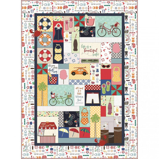 Vintage Boardwalk Quilt KIT - FABRIC + EMBELLISHMENTS ONLY - NO Pattern/Book - Kimberbell Designs for Maywood Studio