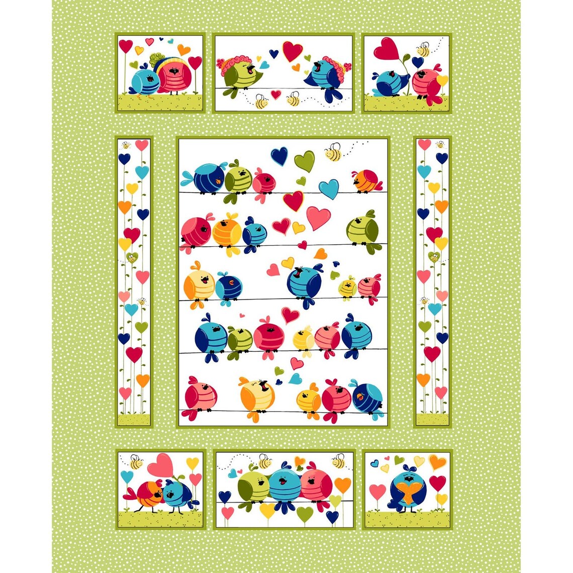 Susybee: Evie: Bird Panel with Hearts