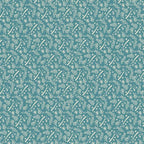 Cream branch leaf pattern teal fabric for quilts backgrounds and nature-inspired patchwork projects