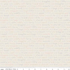 Baby sentiment words snuggles hugs sweet little one coral grey text cream fabric for baby quilts nursery and children's patchwork projects