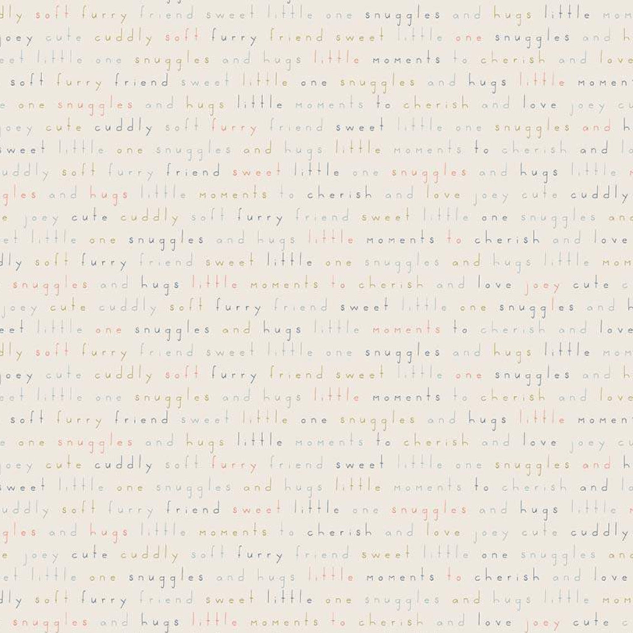 Baby sentiment words phrases snuggles hugs sweet little one coral grey text cream fabric for baby quilts nursery and children's patchwork projects