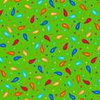 Scattered rainbow paisley teardrop shapes and coloured dots on lime green background coordinate quilting fabric for bold quilts tote bags and bright sewing projects