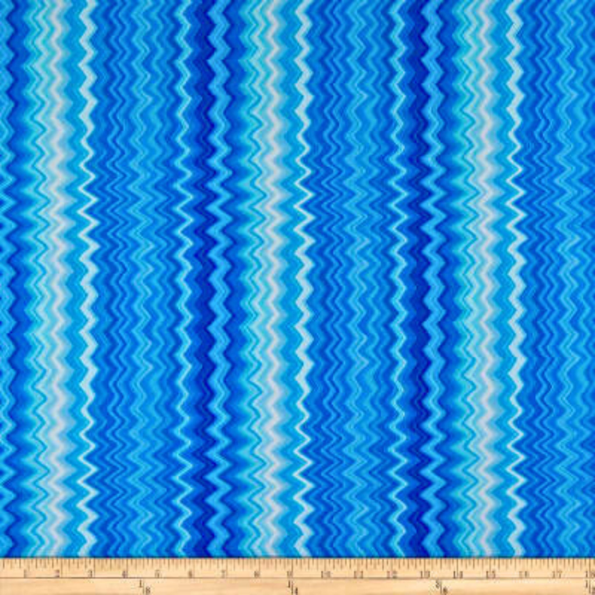 Chevron zigzag stripes cobalt blue fabric for quilting and patchwork sewing projects