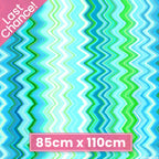 Chevron zigzag stripes turquoise lime green fabric for quilting and patchwork sewing projects