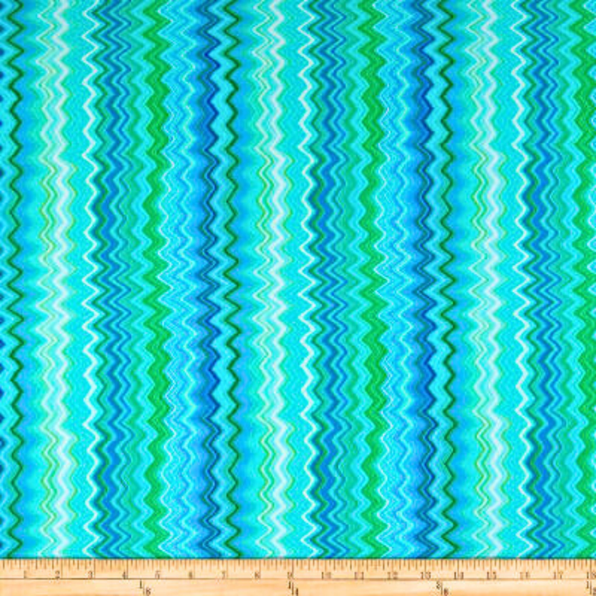 Chevron zigzag stripes turquoise lime green fabric for quilting and patchwork sewing projects