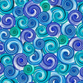 Swirling circles cobalt blue turquoise fabric for quilting and patchwork sewing projects
