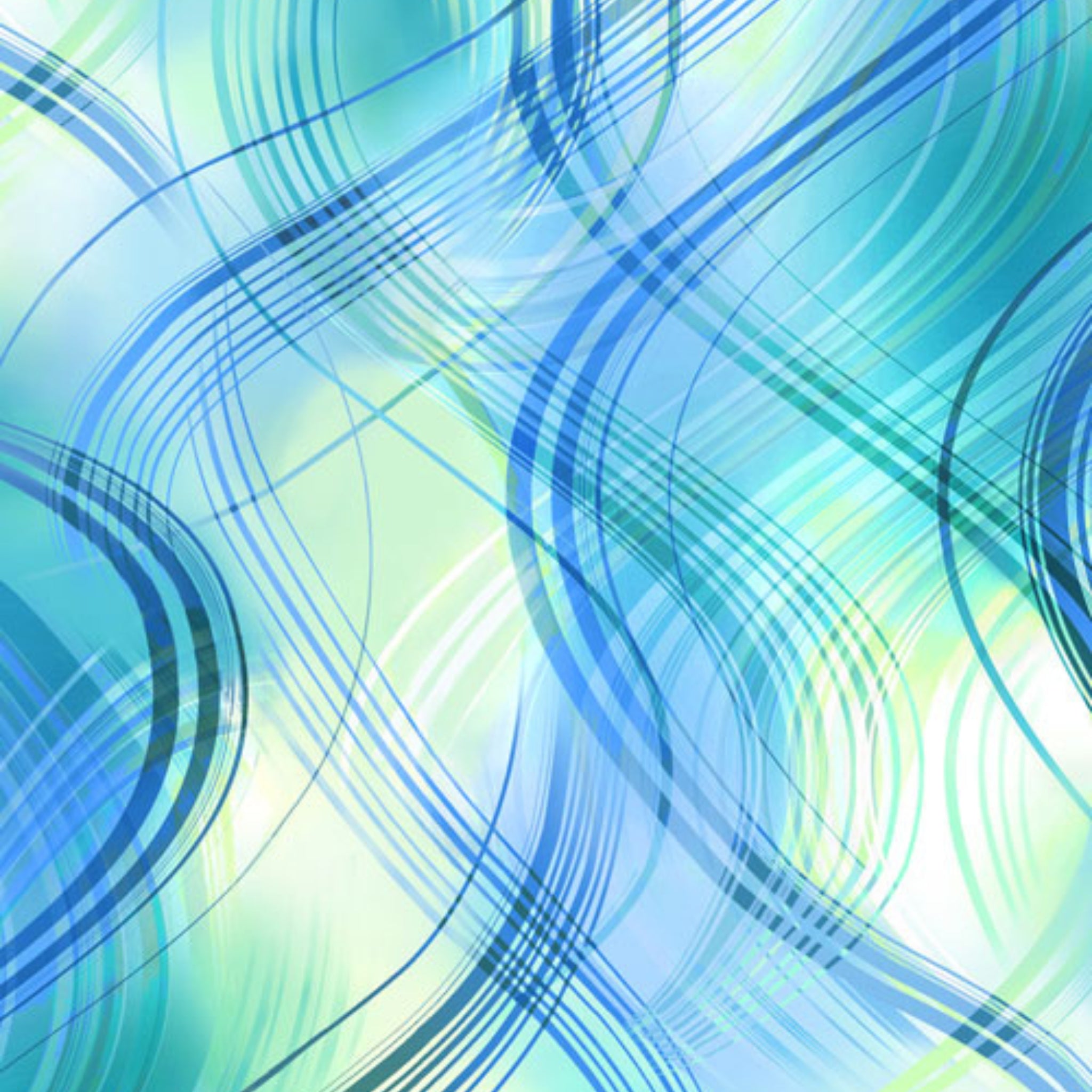 Flowing wavy stripes turquoise lime green fabric for quilting and patchwork sewing projects