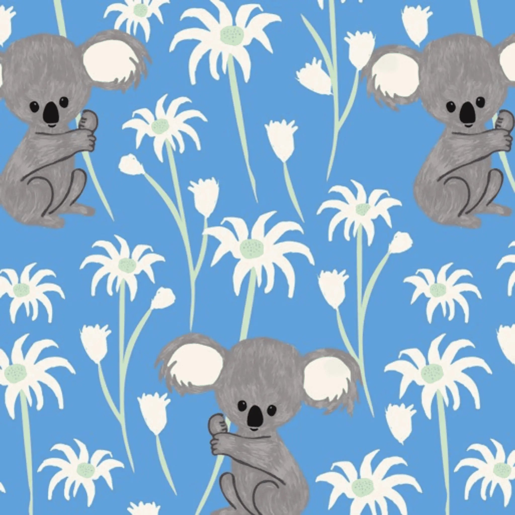Koala Capers Sweet Koala Blue - Amanda Joy Designs KK Fabrics - Three Wishes Patchwork Fabric