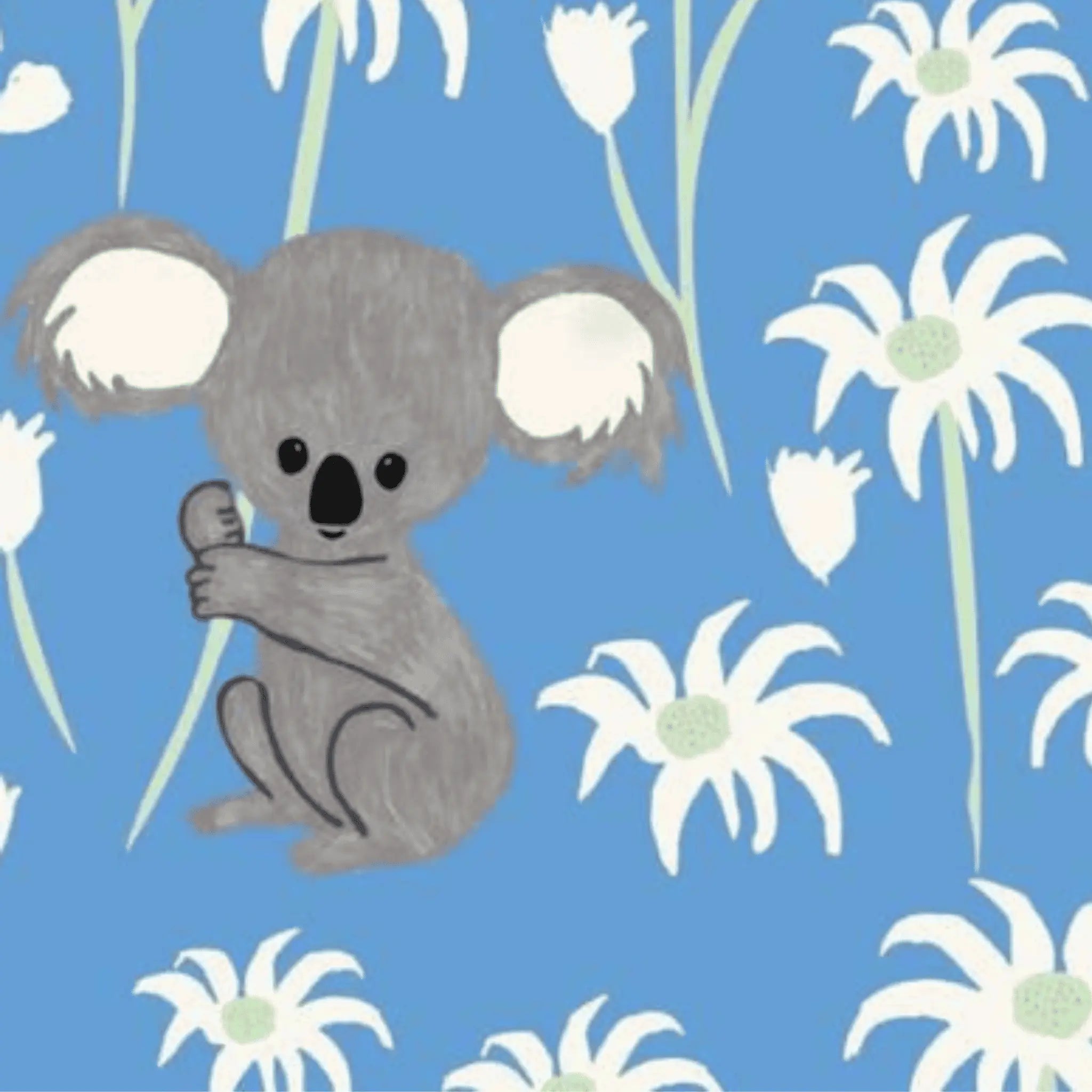 Koala Capers Sweet Koala Blue - Amanda Joy Designs KK Fabrics - Three Wishes Patchwork Fabric