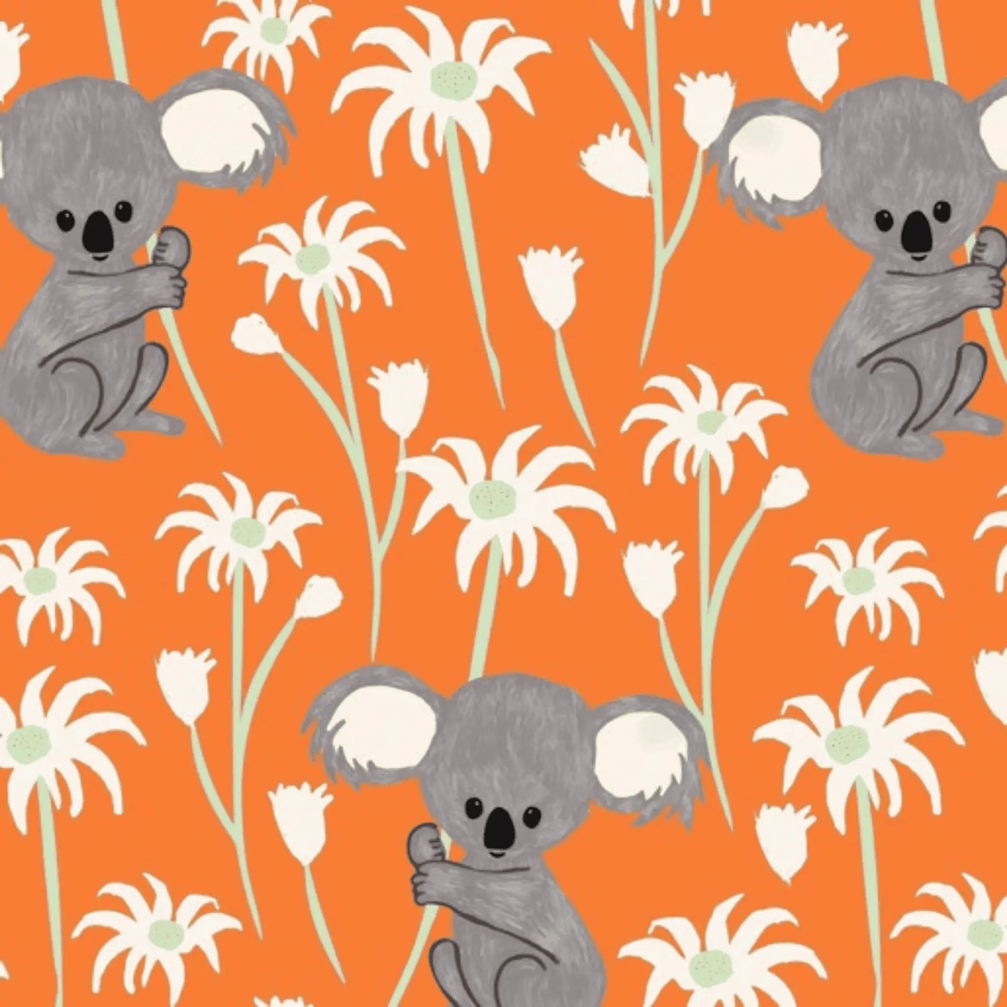 Koala Capers Sweet Koala Orange - Amanda Joy Designs KK Fabrics - Three Wishes Patchwork Fabric