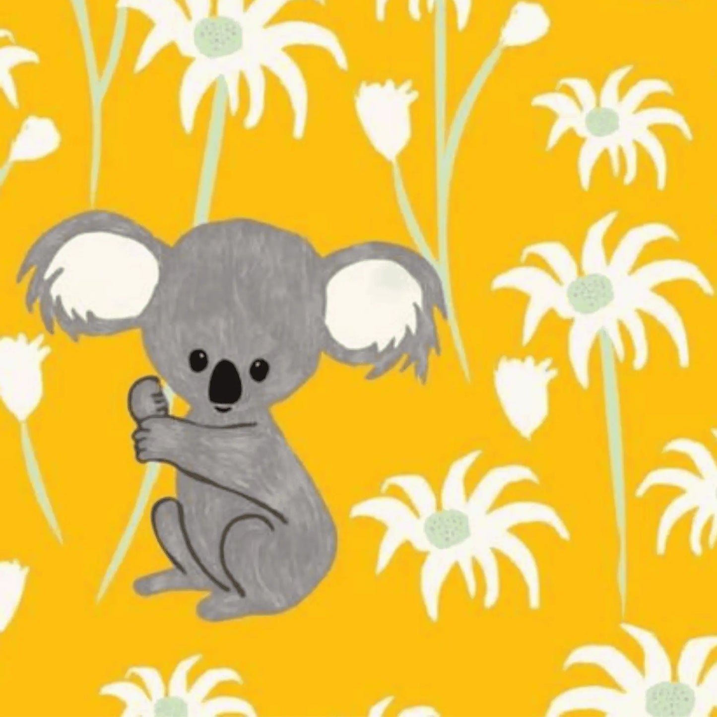 Australiana Sweet Koala Capers Yellow - Amanda Joy KK Fabrics - Three Wishes Patchwork Fabric