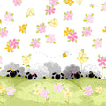 Lal the Lamb Mama Lal double border white sleepy sheep flowers bees novelty kids quilting fabric baby quilts nursery borders
