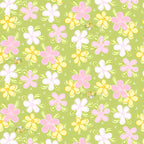 Lal the Lamb Mama Lal flowers bees lime green pink white yellow novelty kids quilting fabric baby quilts nursery projects