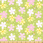 Lal the Lamb Mama Lal flowers bees lime green pink white yellow novelty kids quilting fabric baby quilts nursery projects