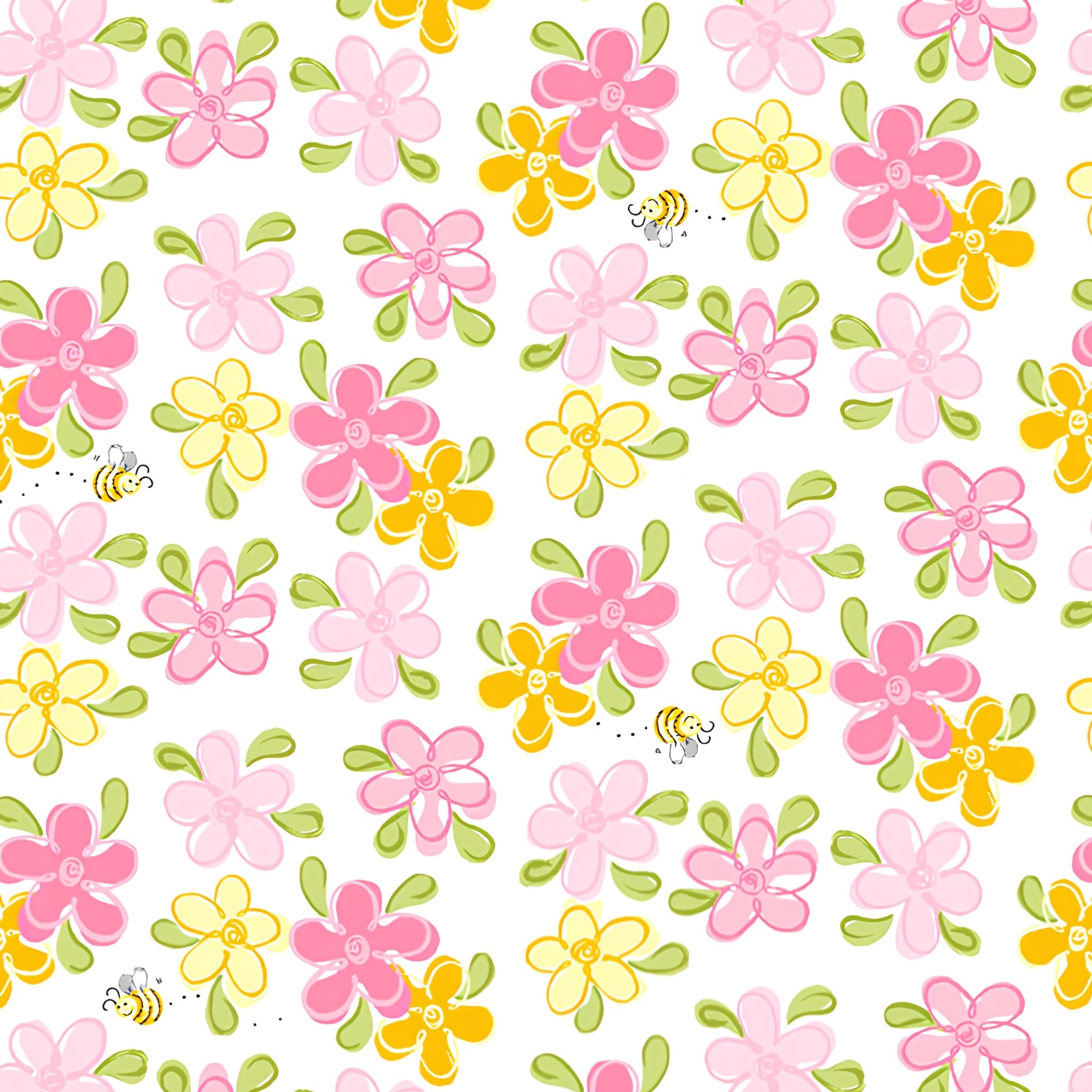 Lal the Lamb Mama Lal flowers bees white pink orange yellow novelty kids quilting fabric baby quilts nursery projects