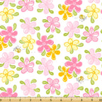 Lal the Lamb Mama Lal flowers bees white pink orange yellow novelty kids quilting fabric baby quilts nursery projects