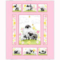 Lal the Lamb Mama Lal quilt panel pink sheep family meadow flowers bees novelty kids quilting fabric baby quilts nursery wall hangings