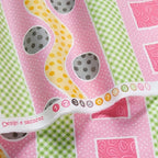 Lal the Lamb Mama Lal rickrack stripe pink yellow grey green gingham dots novelty kids quilting fabric baby quilts borders coordinate