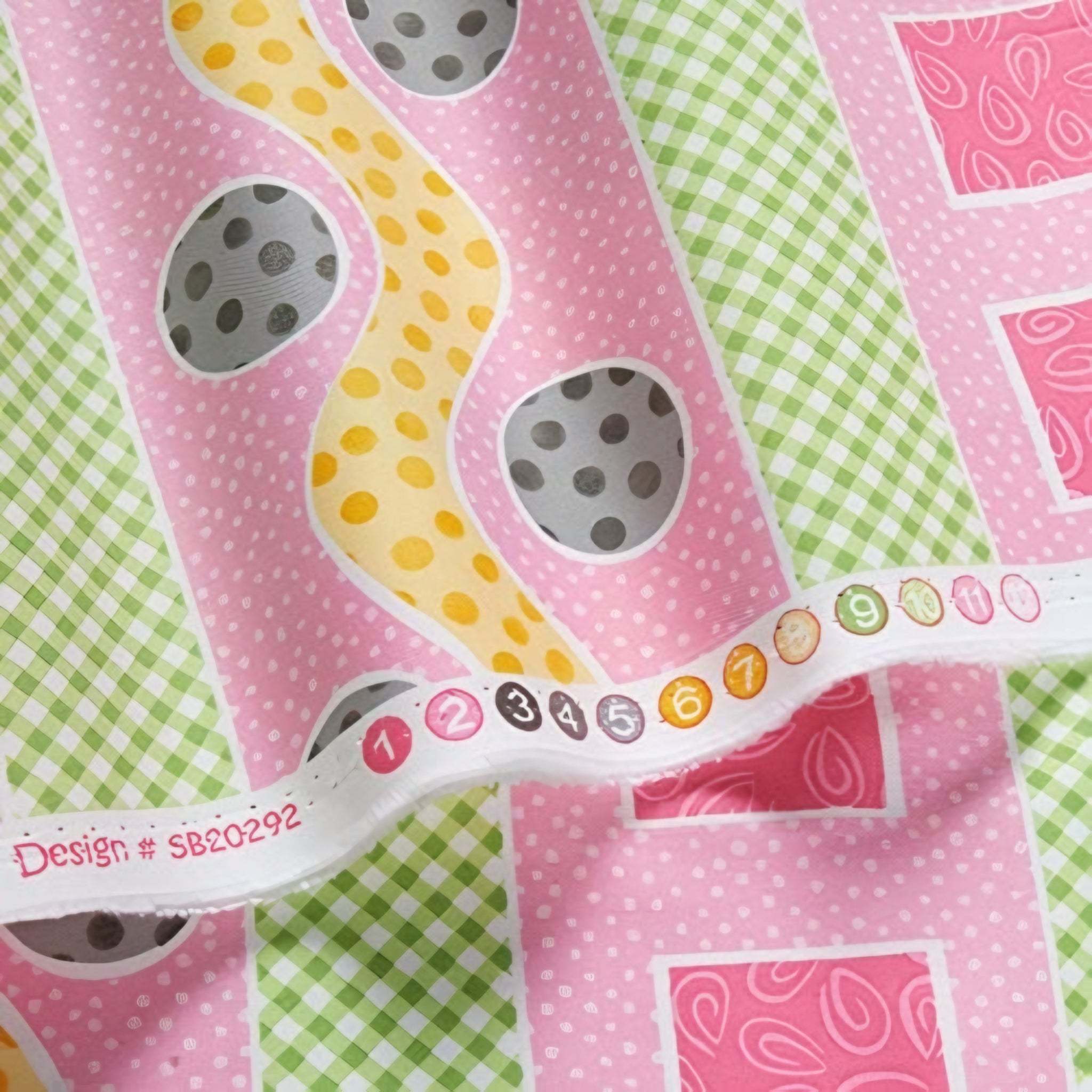 Lal the Lamb Mama Lal rickrack stripe pink yellow grey green gingham dots novelty kids quilting fabric baby quilts borders coordinate