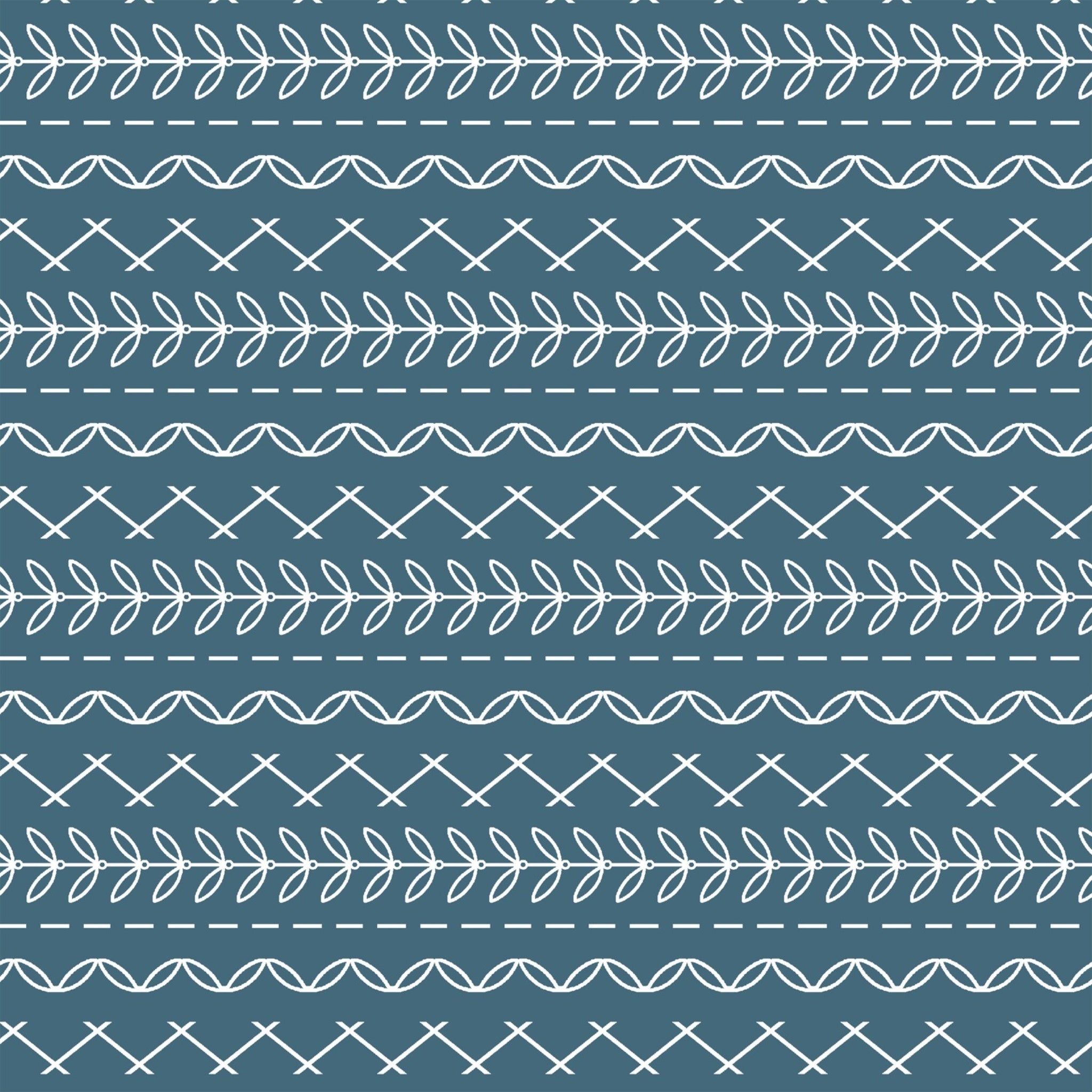 Cross stitch geo stripe rows white teal blue quilting cotton fabric for baby quilts sashing borders and patchwork sewing projects