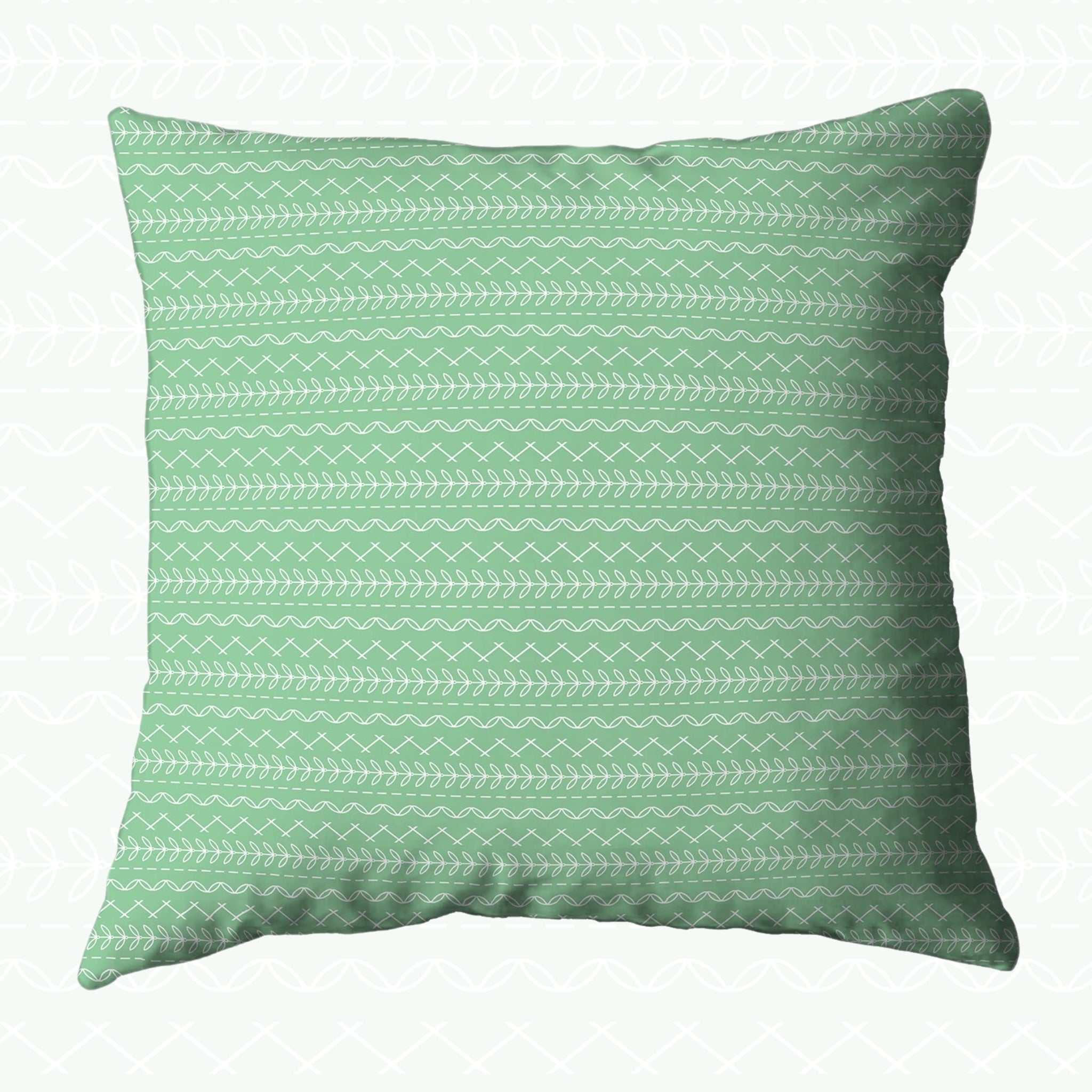 Cross stitch geo stripe rows white sage green quilting cotton fabric for cushion covers sashing borders and patchwork sewing projects