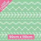 Cross stitch geo stripe rows white sage green quilting cotton fabric for baby quilts sashing borders and patchwork sewing projects