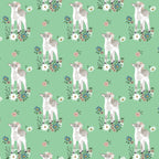 Watercolour lamb flower crown daisy wildflower sprout green novelty quilting cotton fabric for baby quilts children's quilts and nursery projects