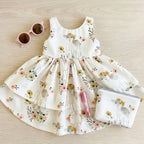 Watercolour lamb flower crown white quilting cotton fabric for girls dresses zippered pouches children's clothing and accessories