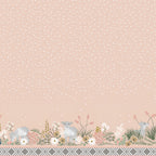 Lamb spring meadow border print shell pink dandelion wildflower quilting cotton fabric for baby quilts nursery wall hangings and patchwork sewing projects