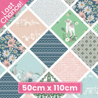 Lamb collection blue cheater quilt print teal navy mint blush on-point diamonds novelty quilting cotton fabric for baby quilts cot quilts and nursery projects