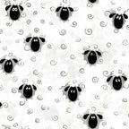 Lewe the Ewe tossed sheep faces grey wool swirls white novelty kids quilting fabric baby quilts children's quilts nursery projects farmer & animal lover gifts