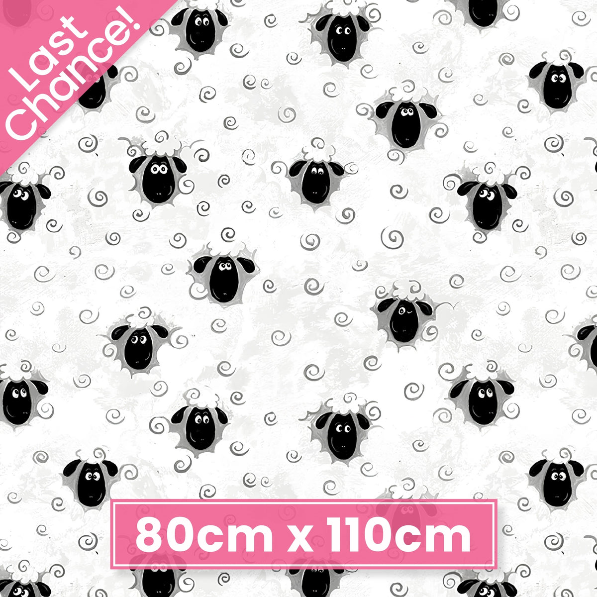 Lewe the Ewe tossed sheep faces grey wool swirls white novelty kids quilting fabric baby quilts children's quilts nursery projects farmer & animal lover gifts