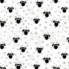 Lewe the Ewe tossed sheep faces grey wool swirls white novelty kids quilting fabric baby quilts children's quilts nursery projects farmer & animal lover gifts