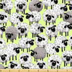 Lewe the Ewe packed flock stacked sheep white grey black lime green novelty kids quilting fabric children's quilts baby quilts nursery gifts