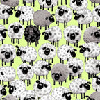 Lewe the Ewe packed flock stacked sheep white grey black lime green novelty kids quilting fabric children's quilts baby quilts nursery gifts